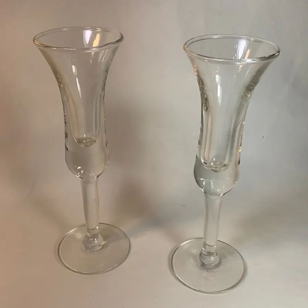 Hand Blown Vintage 1 Oz Glass 2 Cordial Specialty Bar Cocktail Liquor Glasses